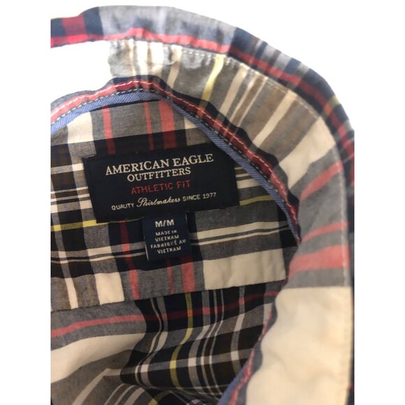 American Eagle Athletic Fit Multicolor Plaid Button Down Shirt Mens Size Medium - Picture 10 of 11